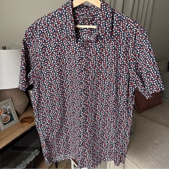 Michael Kors Men’s S/S Blue/white/orange Slim Fit Floral Button Up Size XL - Picture 2 of 10
